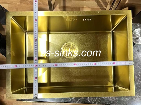 Customized Square Measure Stainless Steel Single Bowl Sink With Gold Finish
