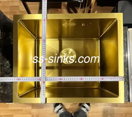 Customized Square Measure Stainless Steel Single Bowl Sink With Gold Finish