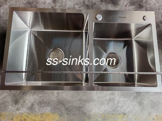 Modern Design Double Bowl Kitchen Sink Undermount with Stainless Steel Drainer and Overflow Included Up To You