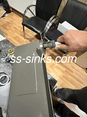 Rear Drain Placement Handmade Kitchen Sink with Equal Basin Style and Waste Accessories