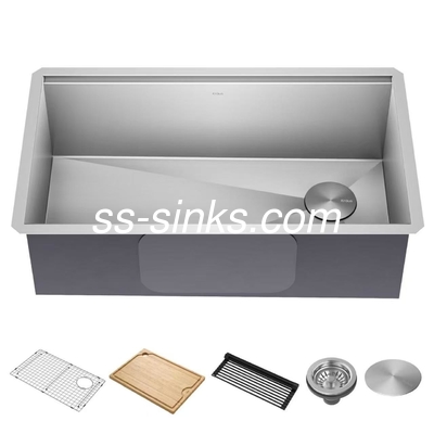 Modern Style Topmount Kitchen Sink featuring 3.5 Inch Drain Opening Rectangular Bowl Shape