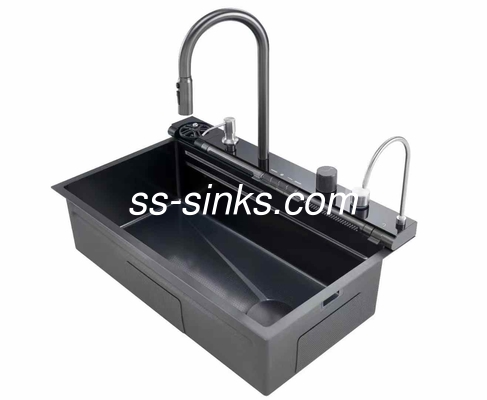 Elegance Black Handmade Kitchen Sink in Black and Single Bowl