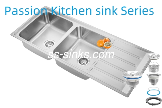 1200 X 500 Mm Corner Stainless Steel Kitchen Sink Rear Drain Placement for Your Restaurant Kitchen