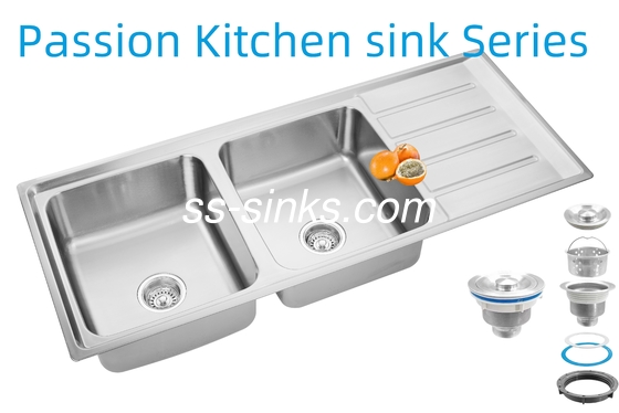 1200 X 500 Mm Corner Stainless Steel Kitchen Sink Rear Drain Placement for Your Restaurant Kitchen