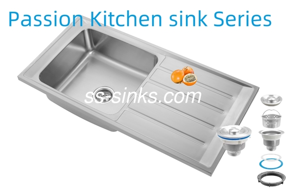 Modern Rear Drain Placement Kitchen Sink With Drainboard for Contemporary Kitchens