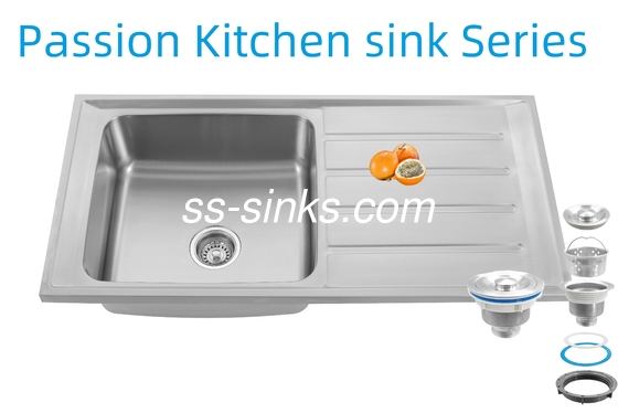 Modern Rear Drain Placement Kitchen Sink With Drainboard for Contemporary Kitchens