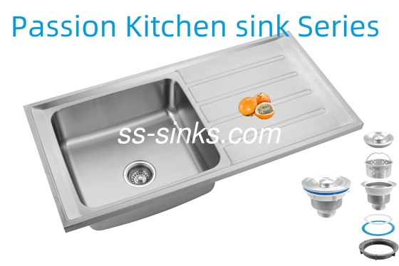 Modern Rear Drain Placement Kitchen Sink With Drainboard for Contemporary Kitchens