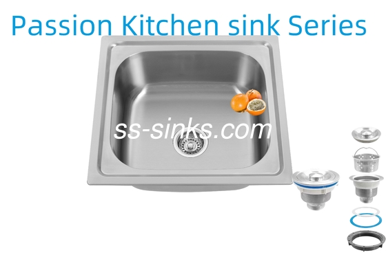 1 Bowl Topmount Kitchen Sink with 18/10 Chromium/Nickel Stainless Steel Rectangular Design