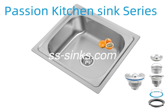 1 Bowl Topmount Kitchen Sink with 18/10 Chromium/Nickel Stainless Steel Rectangular Design