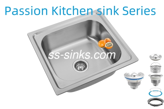1 Bowl Topmount Kitchen Sink with 18/10 Chromium/Nickel Stainless Steel Rectangular Design