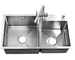 Easy To Clean Handmade Kitchen Sink With Round Corner 2 Basin Satin