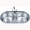 2 Round Basin Shining Stainless Steel Double Bowl Sink 860*440mm