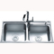Above Counter Deep Drawn Stainless Steel Double Bowl Sink For Apartment