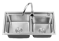 CUPC Top Mount Double Bowl Kitchen Satin Stainless Steel Sink 304/201