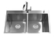 Stainless Steel Universal Handmade Kitchen Sink 2 Equal Basin 210mm Depth
