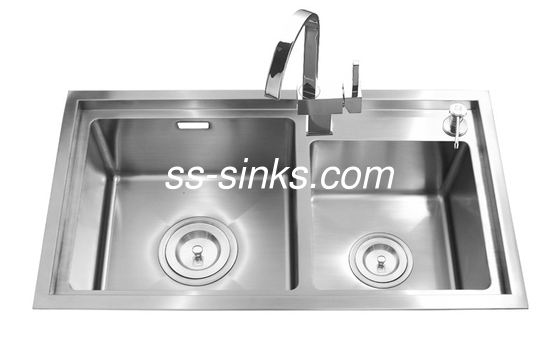 Topmount Stainless Steel Sink With Double Bowl Drainer Basket / Faucet Included