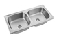 T304 Stainless Steel Double Bowl Sink Above Counter 0.7mm Premium Grade