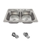 33'X19' 4 Holes Brushed Stainless Steel Double Bowl Sink Topmount