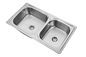 1 Hole Brushed Stainless Steel Double Bowl Sink