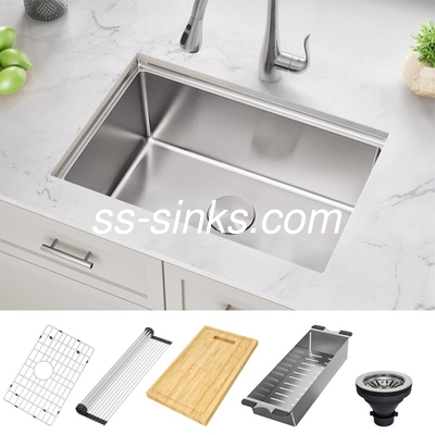 Rectangular Topmount Kitchen Sink In Brushed Finish For 33 Inch Minimum Cabinet Size And Rectangular Bowls
