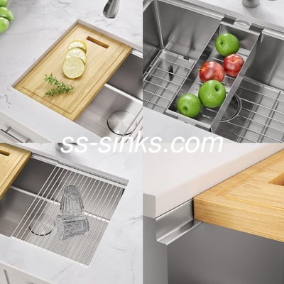 Rectangular Topmount Kitchen Sink In Brushed Finish For 33 Inch Minimum Cabinet Size And Rectangular Bowls