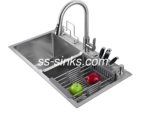 Topmount Handmade Kitchen Sink 50/50 Double Basin 20 Gauge T-304 Grade