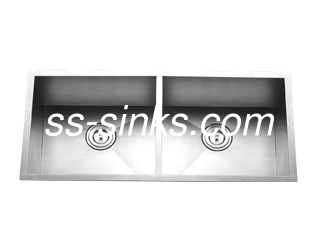 Right Angle Corner Two Basin Kitchen Sink