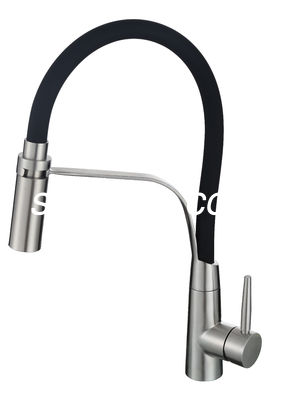 Flexible Kitchen Black Stainless Steel Faucet 1.8 Gallons / Min