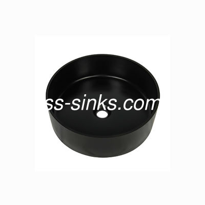 410mm Black Quartz Undermount Round Single Bowl Kitchen Sink With Splashback