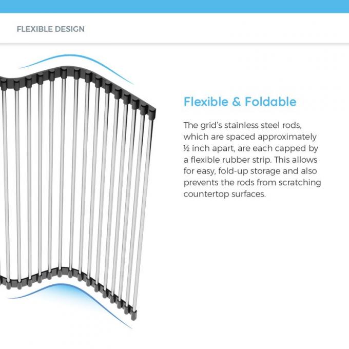 PSON Kitchen Sink Accessories Rolling 13x21'' Stainless Steel Sink Grid