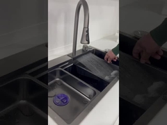 Hot sale black color stainless steel handmade single bowl sink with 3 kinds faucet with accessories