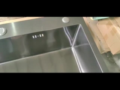 handmade steel sink with overflow hole faucet hole satin surface